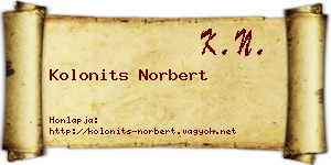 Kolonits Norbert névjegykártya